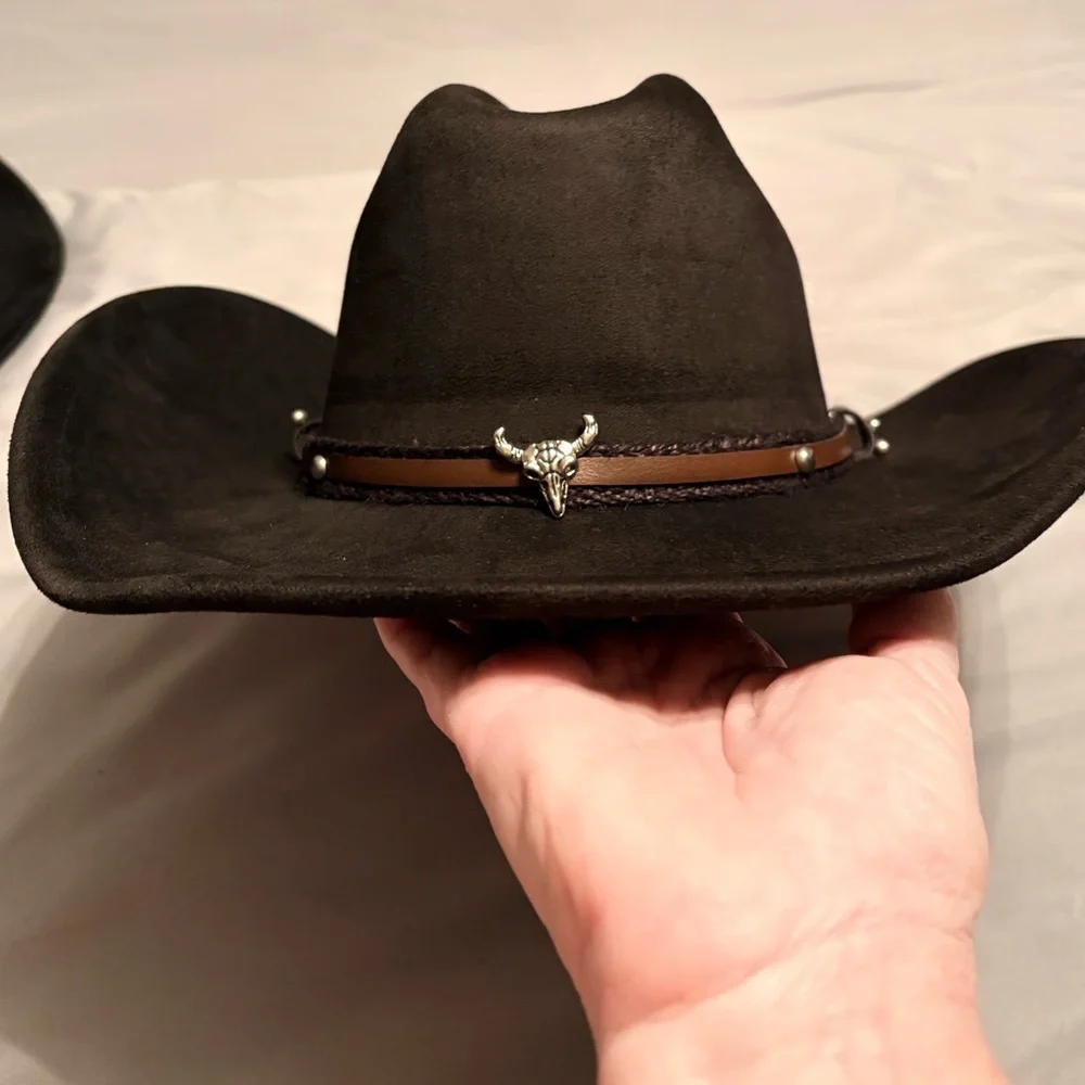 NWT Black Faux Suede Western Cowboy Hat